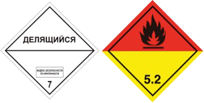 Знаки опасности № 7E и № 5.2 ДОПОГ